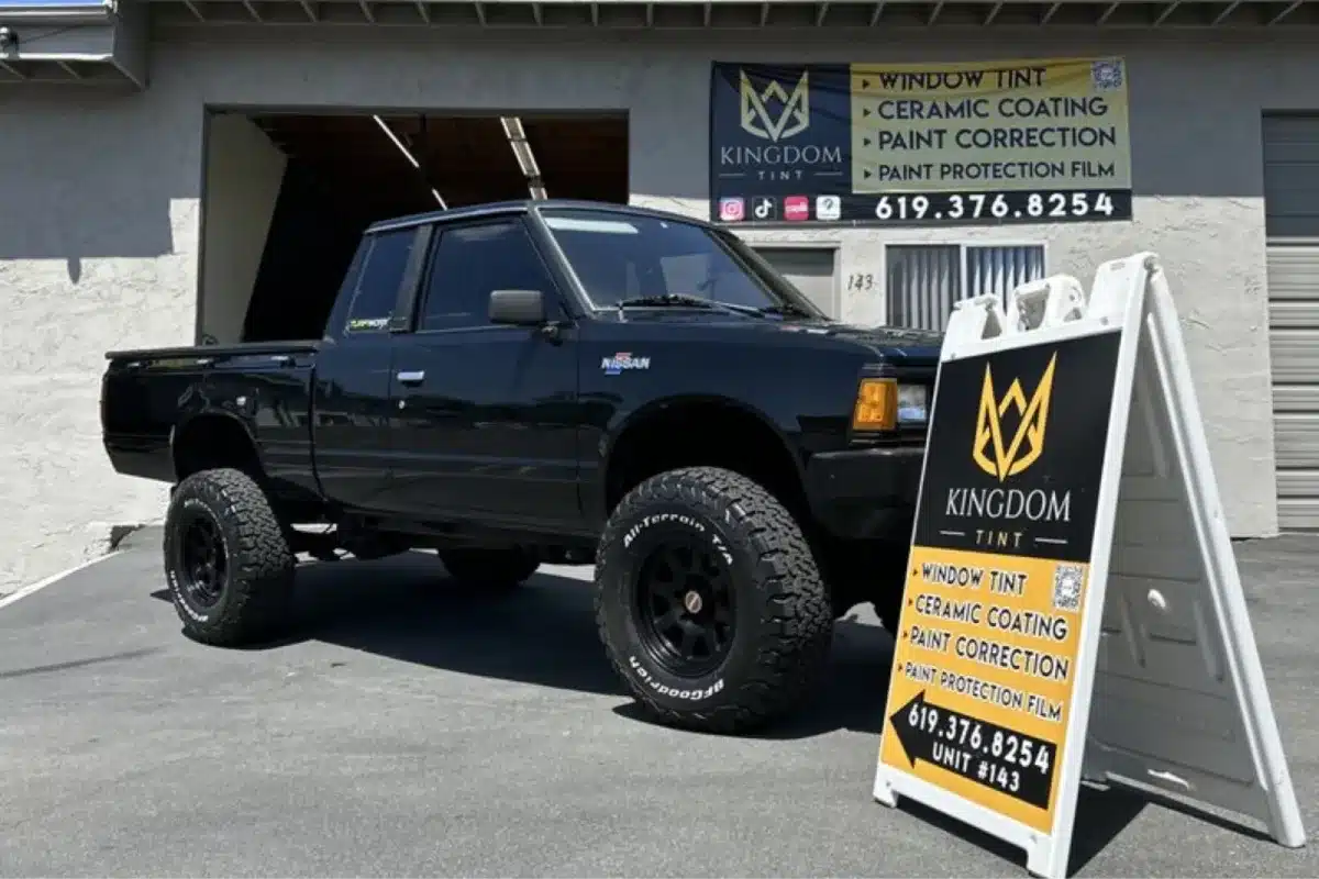 Black pickup truck protected with ceramic coating.