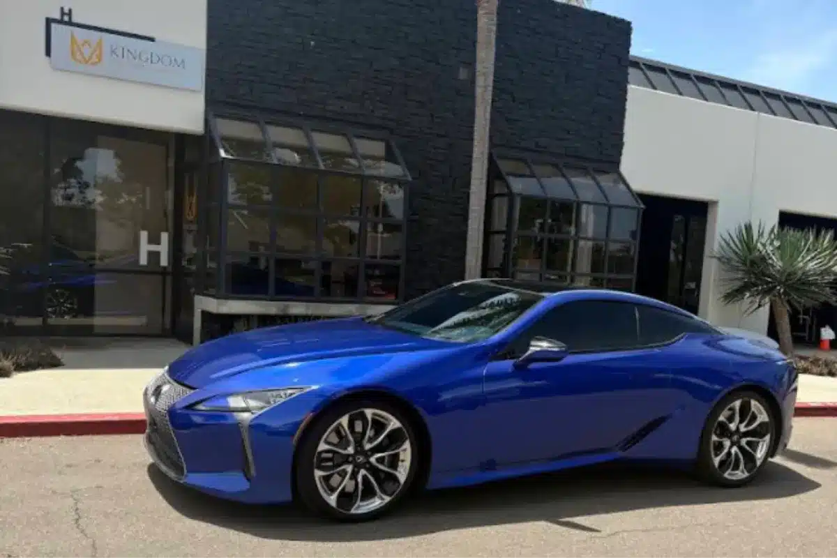 Blue Lexus coupe with a professionally paint-corrected finish.