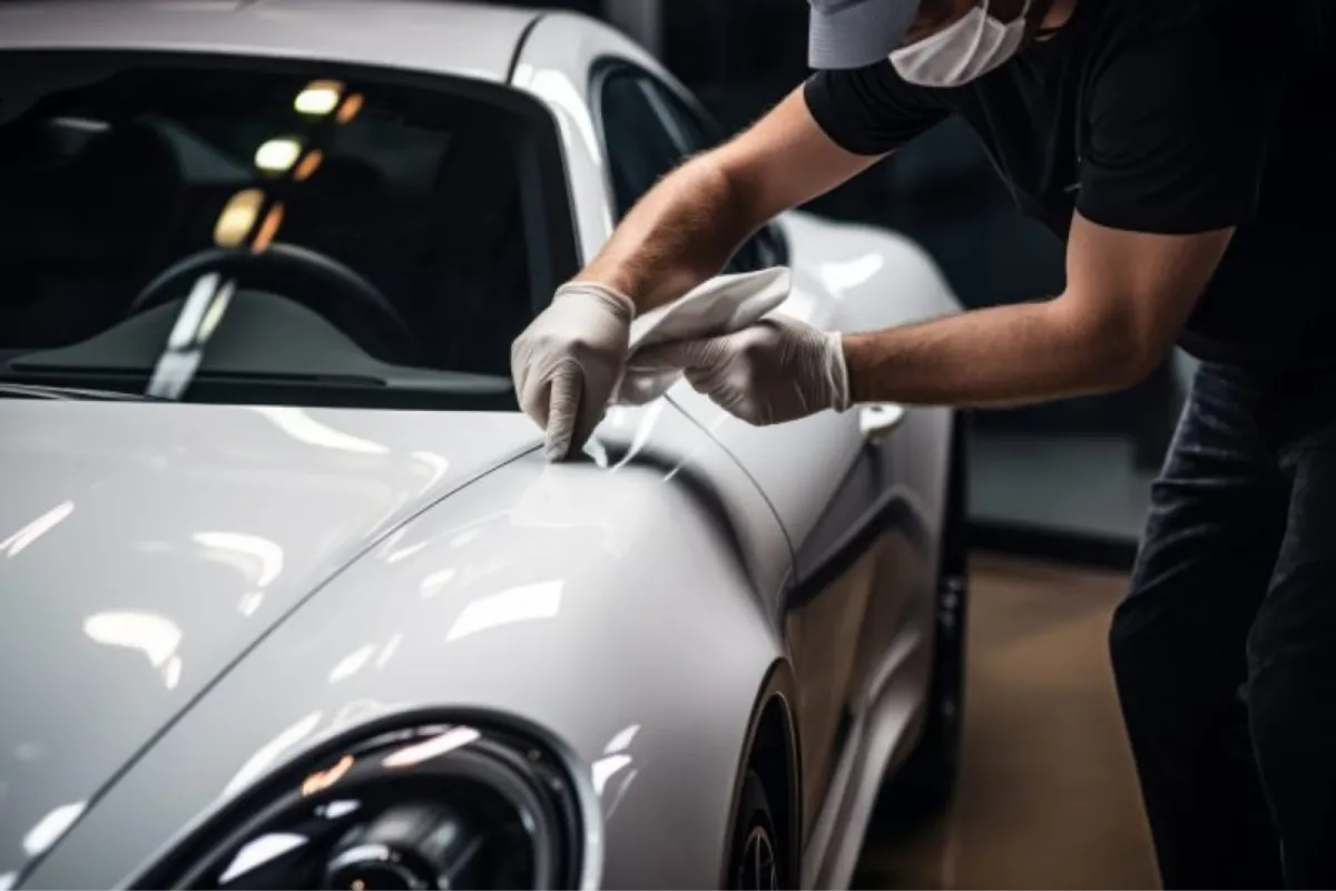 Paint correction on a white luxury car